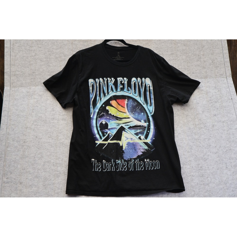 Pink Floyd Dark Side of the Moon Graphic T-Shirt Mens XL Black Cotton Rock Band